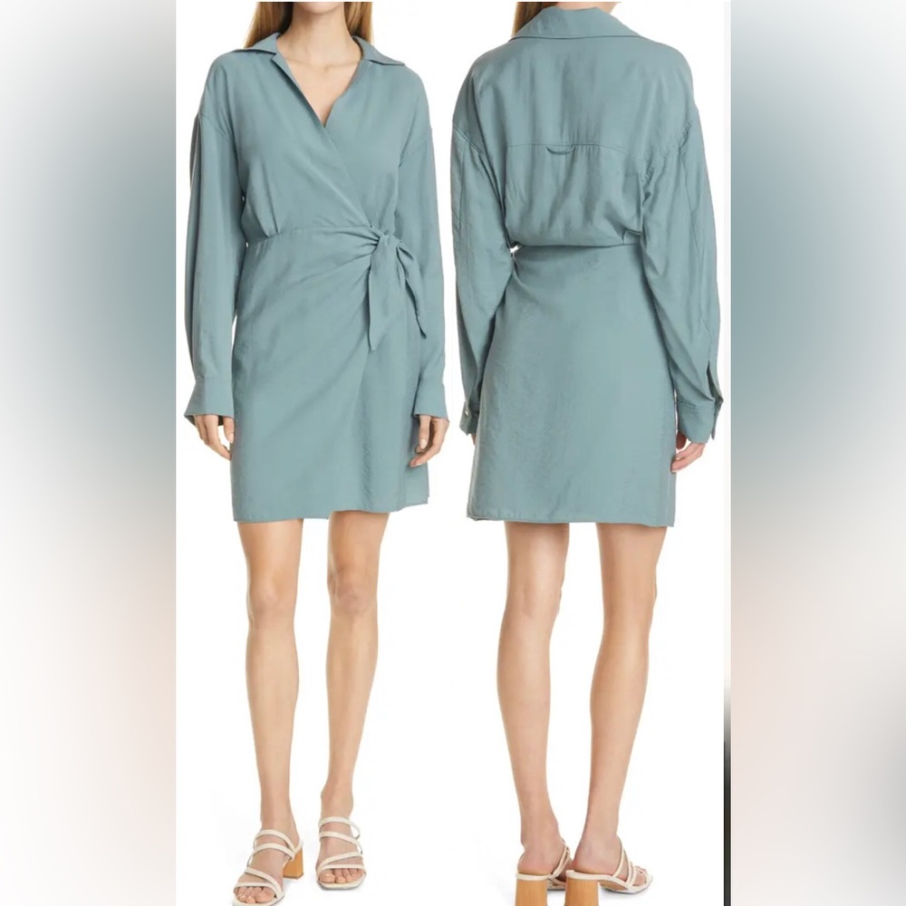 Vince Wrap Front Long Sleeve Shirtdress
